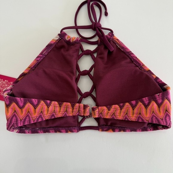 Hula Honey Halter Knit Swim Bikini Top - Size XS - Pink, Orange - NWT - Picture 3 of 6